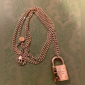 Michael kors locket style long gold chain necklace